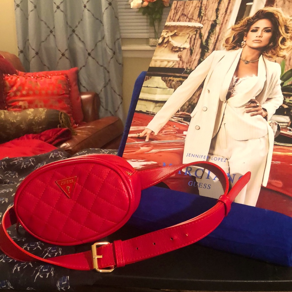 Guess Red Faux Leather Fanny Pack NWOT